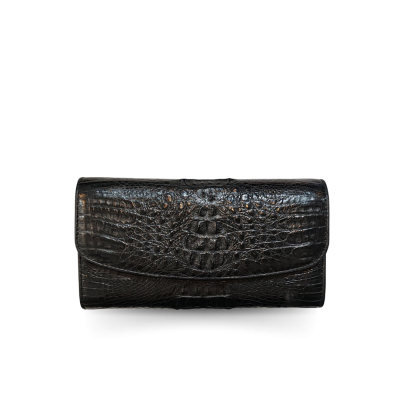 CROCODILE HORNBACK LEATHER LONG TRI-FOLD WALLET : CW33HKMR