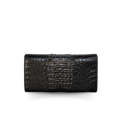 CROCODILE HORNBACK LEATHER LONG TRI-FOLD WALLET : CW33HKMR