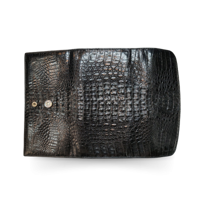 CROCODILE HORNBACK LEATHER LONG TRI-FOLD WALLET : CW33HKMR