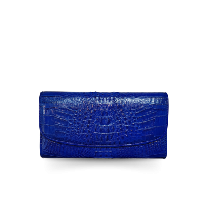 CROCODILE HORNBACK LEATHER LONG TRI-FOLD WALLET : CW33HKMR