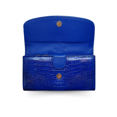 CROCODILE HORNBACK LEATHER LONG TRI-FOLD WALLET : CW33HKMR