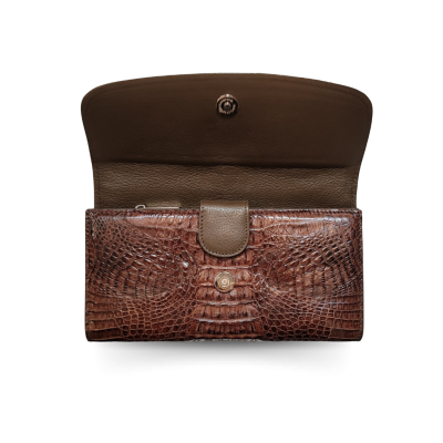 CROCODILE HORNBACK LEATHER LONG TRI-FOLD WALLET : CW33HKMR