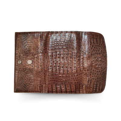 CROCODILE HORNBACK LEATHER LONG TRI-FOLD WALLET : CW33HKMR