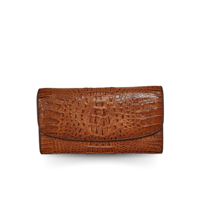 CROCODILE HORNBACK LEATHER LONG TRI-FOLD WALLET : CW33HKMR