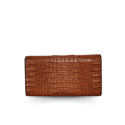 CROCODILE HORNBACK LEATHER LONG TRI-FOLD WALLET : CW33HKMR