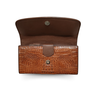 CROCODILE HORNBACK LEATHER LONG TRI-FOLD WALLET : CW33HKMR