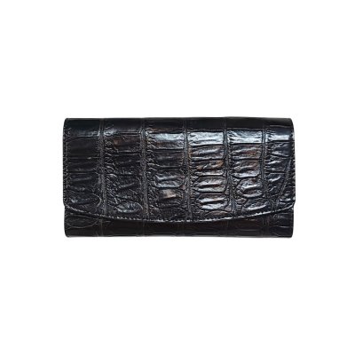 CROCODILE BELLY LEATHER LONG TRI-FOLD WALLET : CW33SM1AY