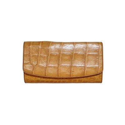 CROCODILE BELLY LEATHER LONG TRI-FOLD WALLET : CW33SM1AY