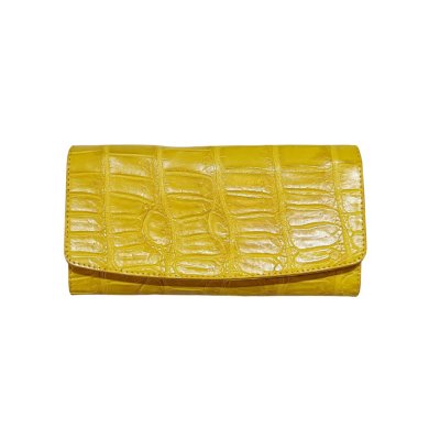 CROCODILE BELLY LEATHER LONG TRI-FOLD WALLET : CW33SM1AY