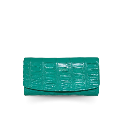 CW33S-M-AY : CROCODILE BELLY LEATHER LONG TRI-FOLD WALLET