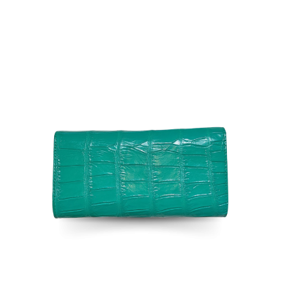 CW33S-M-AY : CROCODILE BELLY LEATHER LONG TRI-FOLD WALLET