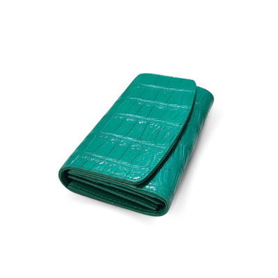 CW33S-M-AY : CROCODILE BELLY LEATHER LONG TRI-FOLD WALLET