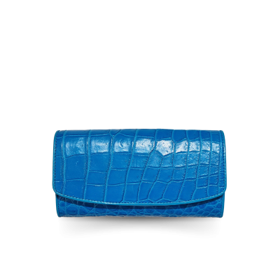CW33S-M-AY : CROCODILE BELLY LEATHER LONG TRI-FOLD WALLET