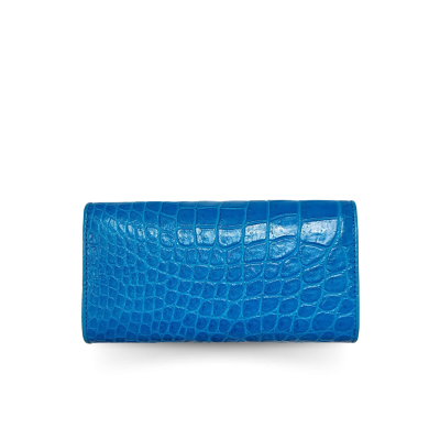 CW33S-M-AY : CROCODILE BELLY LEATHER LONG TRI-FOLD WALLET