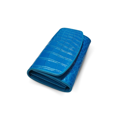 CW33S-M-AY : CROCODILE BELLY LEATHER LONG TRI-FOLD WALLET