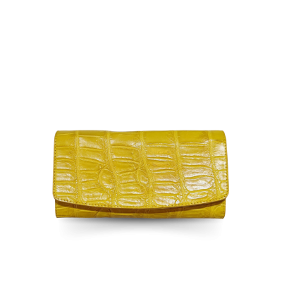 CW33S-M-AY : CROCODILE BELLY LEATHER LONG TRI-FOLD WALLET