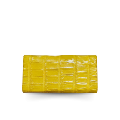 CW33S-M-AY : CROCODILE BELLY LEATHER LONG TRI-FOLD WALLET