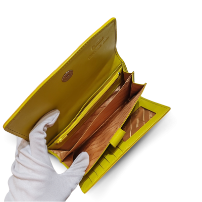 CW33S-M-AY : CROCODILE BELLY LEATHER LONG TRI-FOLD WALLET