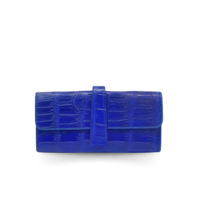 CROCODILE BELLY LEATHER LONG TRI-FOLD WALLET : CW33SMBAY