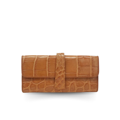 CROCODILE BELLY LEATHER LONG TRI-FOLD WALLET : CW33SMBAY