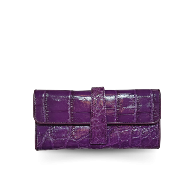 CROCODILE BELLY LEATHER LONG TRI-FOLD WALLET : CW33SMBAY