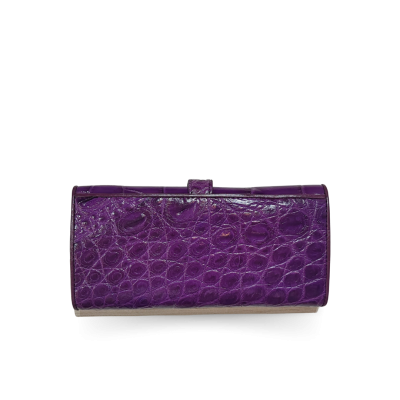 CROCODILE BELLY LEATHER LONG TRI-FOLD WALLET : CW33SMBAY