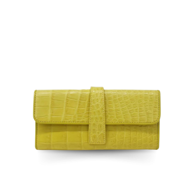 CROCODILE BELLY LEATHER LONG TRI-FOLD WALLET : CW33SMBAY