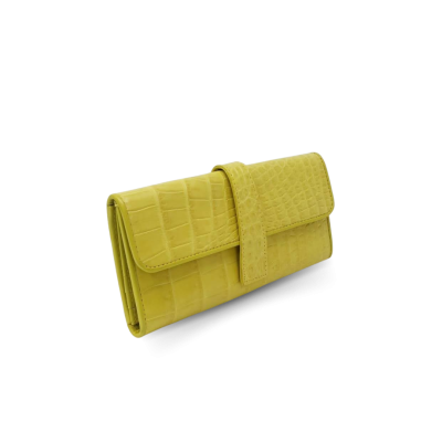 CROCODILE BELLY LEATHER LONG TRI-FOLD WALLET : CW33SMBAY
