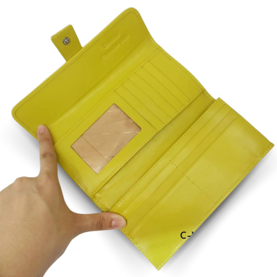 CROCODILE BELLY LEATHER LONG TRI-FOLD WALLET : CW33SMBAY