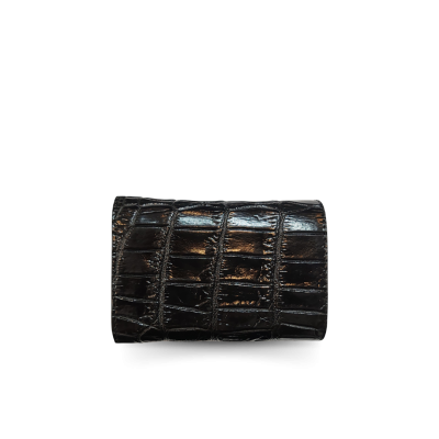 CW33S-S-AY : CROCODILE BELLY LEATHER SHORT TRI-FOLD WALLET