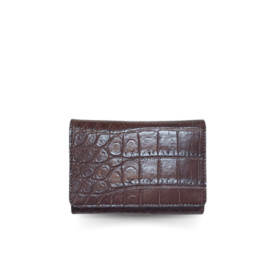 CROCODILE BELLY LEATHER SHORT TRI-FOLD WALLET : CW33SSAY