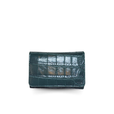 CROCODILE BELLY LEATHER SHORT TRI-FOLD WALLET : CW33SSAY