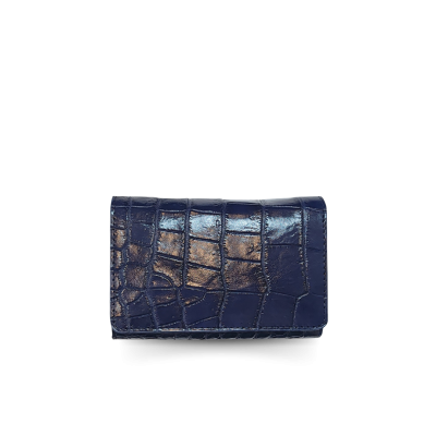CW33S-S-AY : CROCODILE BELLY LEATHER SHORT TRI-FOLD WALLET