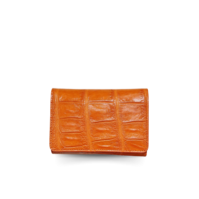 CROCODILE BELLY LEATHER SHORT TRI-FOLD WALLET : CW33SSAY