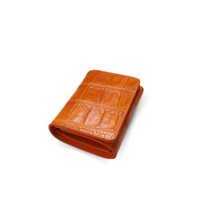 CROCODILE BELLY LEATHER SHORT TRI-FOLD WALLET : CW33SSAY