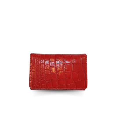 CW33S-S-AY : CROCODILE BELLY LEATHER SHORT TRI-FOLD WALLET