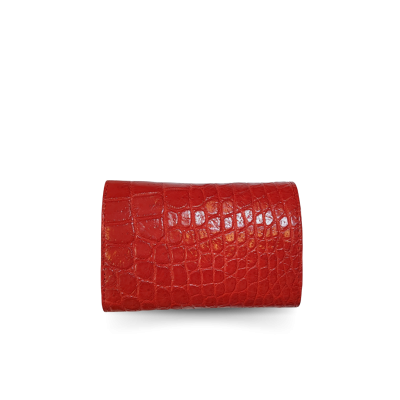 CW33S-S-AY : CROCODILE BELLY LEATHER SHORT TRI-FOLD WALLET