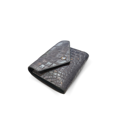 CW33SSENVAY : CROCODILE BELLY LEATHER SHORT TRI-FOLD WALLET