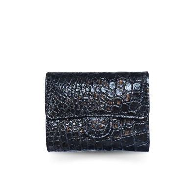 CROCODILE BELLY LEATHER SHORT TRI-FOLD WALLET : CW33SS03AY