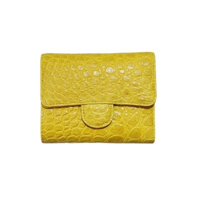 CROCODILE BELLY LEATHER SHORT TRI-FOLD WALLET : CW33SS03AY