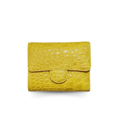 CROCODILE BELLY LEATHER SHORT TRI-FOLD WALLET : CW33SS03AY