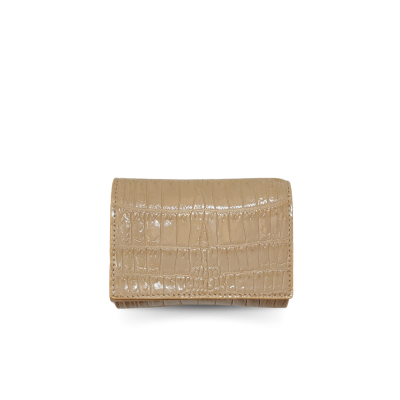 CROCODILE BELLY LEATHER MINI TRI-FOLD WALLET : CW33SSSAY