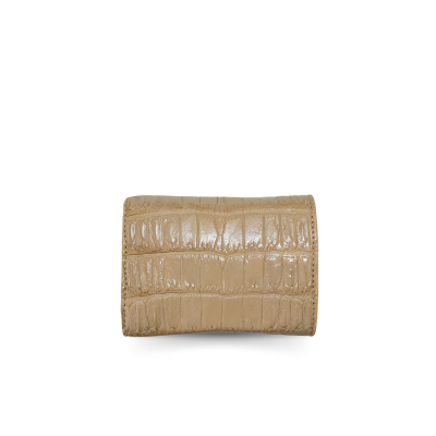 CROCODILE BELLY LEATHER MINI TRI-FOLD WALLET : CW33SSSAY