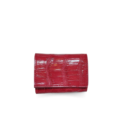CROCODILE BELLY LEATHER MINI TRI-FOLD WALLET : CW33SSSAY