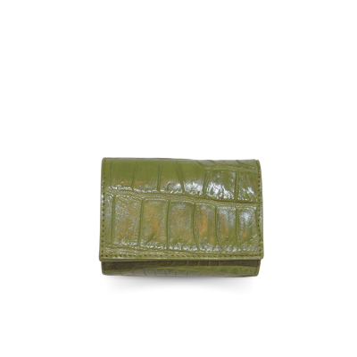 CROCODILE BELLY LEATHER MINI TRI-FOLD WALLET : CW33SSSAY