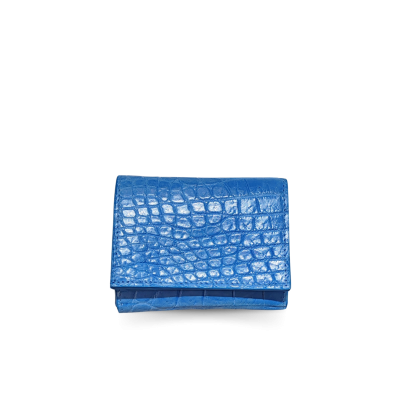 CROCODILE BELLY LEATHER MINI TRI-FOLD WALLET : CW33SSSAY