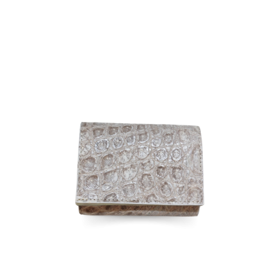 CROCODILE BELLY LEATHER MINI TRI-FOLD WALLET : CW33SSSAY