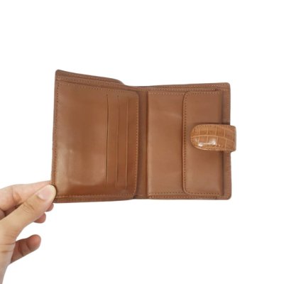 CROCODILE BELLY & LEG LEATHER SHORT BI-FOLD WALLET : CW22SSลิ้นMX