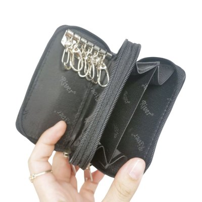 CROCODILE LEATHER DOUBLE ZIPPED KEY WALLET : CACWK005PR