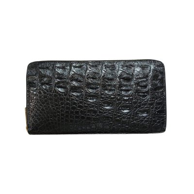 CROCODILE BACK BELLY LEATHER LONG LARGE ZIPPED WALLET : CW01BSL
